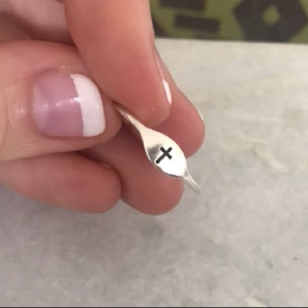 Sterling Silver Ring With Stamped Cross